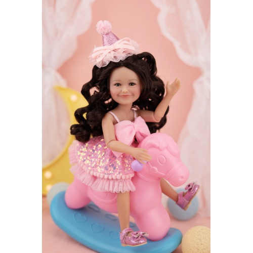Birthday Siblies (V1–Hellbraune Haut, Rosa Kleid)